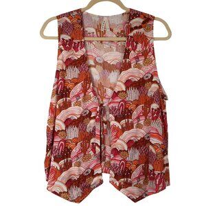 Roper Womens M Sleeveless Desert Print Tie Front Vest Top Boho Western Festival